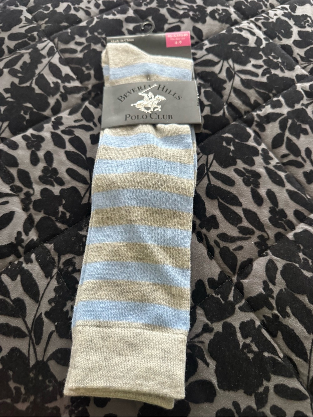 Beverly Hills Polo Club Light Blue and Gray Striped Casual Socks